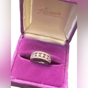 Fancy rhodium plt Sterling silver 925 CZ ring infinity band